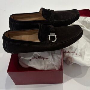Salvatore Ferragamo Men's Dark Brown Suede Loafers Paladin US10 D with box